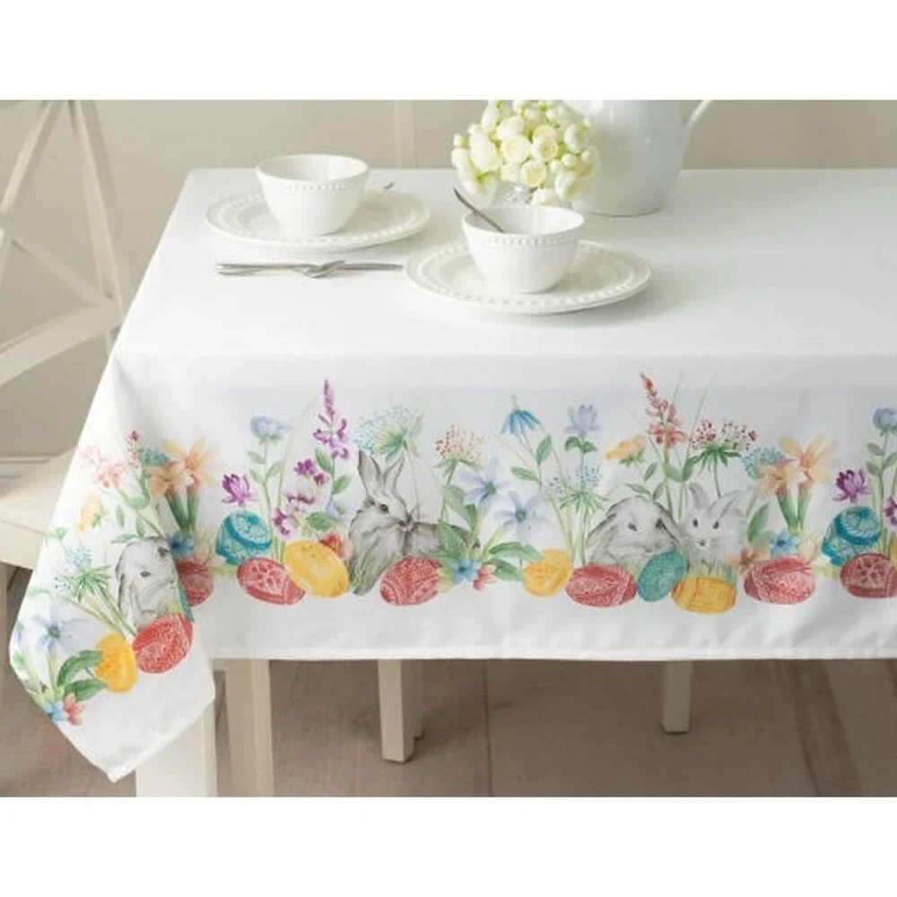 Textured Printed Fabric Tablecloth 60